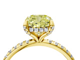 Yellow gold Fancy Yellow Cushion Cut Diamond Solitaire Ring with Four-Prong Setting and Pavé Band_7