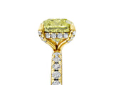 Yellow gold Fancy Yellow Cushion Cut Diamond Solitaire Ring with Four-Prong Setting and Pavé Band_8