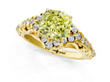 Yellow gold Fancy Yellow Cushion Cut Diamond Solitaire Ring with Hidden Halo and Pavé Band_28