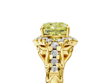 Yellow gold Fancy Yellow Cushion Cut Diamond Solitaire Ring with Hidden Halo and Pavé Band_32