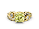 Yellow gold Fancy Yellow Cushion Cut Diamond Solitaire Ring with Milgrain Pavé Band and Four-Prong Setting_167
