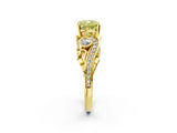 Yellow gold Fancy Yellow Cushion Cut Diamond Solitaire Ring with Milgrain Pavé Band and Four-Prong Setting_169