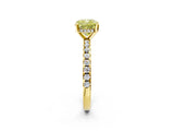Yellow gold Fancy Yellow Cushion Cut Diamond Solitaire Ring with Pavé Band and Four-Prong Setting_77