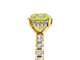 Yellow gold Fancy Yellow Cushion Cut Diamond Solitaire Ring with Pavé Band and Four-Prong Setting_80