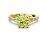 Yellow gold Fancy Yellow Cushion Cut Diamond Solitaire Ring with Pavé Band and Prong Setting_12