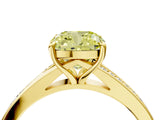 Yellow gold Fancy Yellow Cushion Cut Diamond Solitaire Ring with Pavé Band and Prong Setting_16