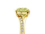Yellow gold Fancy Yellow Cushion Cut Diamond Solitaire Ring with Pavé Band and Prong Setting_17