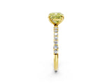 Yellow gold Fancy Yellow Cushion Cut Diamond Solitaire Ring with Pave Band and Four Prong Setting_88