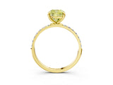 Yellow gold Fancy Yellow Cushion Cut Diamond Solitaire Ring with Pave Band and Four Prong Setting_89