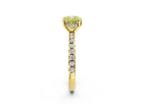 Yellow gold Fancy Yellow Cushion Cut Diamond Solitaire Ring with Round  Pavé Band and Four-Prong Setting_38