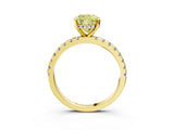 Yellow gold Fancy Yellow Cushion Cut Diamond Solitaire Ring with Round  Pavé Band and Four-Prong Setting_39