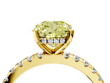 Yellow gold Fancy Yellow Cushion Cut Diamond Solitaire Ring with Round  Pavé Band and Four-Prong Setting_40