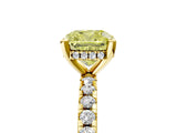 Yellow gold Fancy Yellow Cushion Cut Diamond Solitaire Ring with Round  Pavé Band and Four-Prong Setting_41