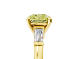 Yellow gold Fancy Yellow Cushion  Cut Diamond Solitaire Ring with Tapered Baguette Accents and Four-Prong Setting_83
