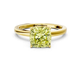 Yellow gold Fancy Yellow Cushion Cut Diamond Solitaire Ring with Thin Band and Prong Setting_12