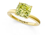Yellow gold Fancy Yellow Cushion Cut Diamond Solitaire Ring with Thin Band and Prong Setting_13