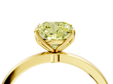 Yellow gold Fancy Yellow Cushion Cut Diamond Solitaire Ring with Thin Band and Prong Setting_16