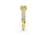 Yellow gold Fancy Yellow Cushion Cut Diamond Solitaire Ring with Three-Row Pavé Band and Four-Prong Setting_38