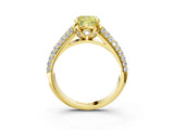 Yellow gold Fancy Yellow Cushion Cut Diamond Solitaire Ring with Three-Row Pavé Band and Four-Prong Setting_39