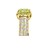 Yellow gold Fancy Yellow Cushion Cut Diamond Solitaire Ring with Three-Row Pavé Band and Four-Prong Setting_41