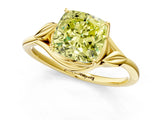 Yellow gold Fancy Yellow Cushion Cut Diamond Solitaire Ring with Twist Band and Four-Prong Setting_72