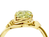 Yellow gold Fancy Yellow Cushion Cut Diamond Solitaire Ring with Twist Band and Four-Prong Setting_75