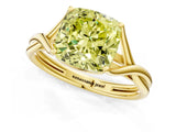 Yellow gold Fancy Yellow Cushion Cut Diamond Solitaire Twist Band Prong Setting Ring_84