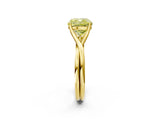 Yellow gold Fancy Yellow Cushion Cut Diamond Solitaire Twist Band Prong Setting Ring_85