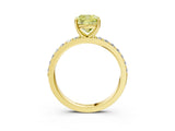 Yellow gold Fancy Yellow Cushion  Cut Diamond Solitaire with Pave Band and Four-Prong Setting 4