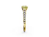 Yellow gold Fancy Yellow Cushion  Cut Diamond Solitaire with Pave Band and Four-Prong Setting_162