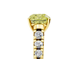 Yellow gold Fancy Yellow Cushion  Cut Diamond Solitaire with Pave Band and Four-Prong Setting_165