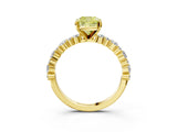 Yellow gold Fancy Yellow Cushion Cut Diamond Solitaire with Side Stones, Pave Band, Four-Prong Setting_117