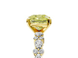 Yellow gold Fancy Yellow Cushion Cut Diamond Solitaire with Side Stones, Pave Band, Four-Prong Setting_119