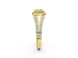 Yellow gold Fancy Yellow Cushion Cut Diamond Split Shank Halo Ring with Four-Prong Setting_59