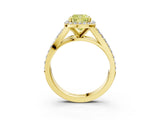 Yellow gold Fancy Yellow Cushion Cut Diamond Split Shank Halo Ring with Four-Prong Setting_60