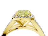 Yellow gold Fancy Yellow Cushion Cut Diamond Split Shank Halo Ring with Four-Prong Setting_61