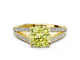 Yellow gold Fancy Yellow Cushion Cut Diamond Split Shank Pavé Engagement Ring with Four-Prong Setting_92