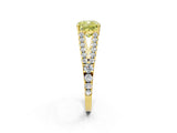 Yellow gold Fancy Yellow Cushion Cut Diamond Split Shank Pavé Engagement Ring with Four-Prong Setting_94