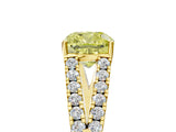Yellow gold Fancy Yellow Cushion Cut Diamond Split Shank Pavé Engagement Ring with Four-Prong Setting_97