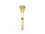 Yellow gold Fancy Yellow Cushion Cut Diamond Three-Stone Engagement Ring with Prong Setting and Pavé Band_2