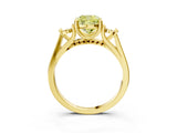 Yellow gold Fancy Yellow Cushion Cut Diamond Three-Stone Engagement Ring with Prong Setting and Pavé Band_3