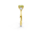 Yellow gold Fancy Yellow Cushion Cut Diamond Three-Stone Ring with Pear Side Stones and Four-Prong Setting_86