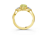 Yellow gold Fancy Yellow Cushion Cut Diamond Three-Stone Ring with Pear Side Stones and Four-Prong Setting_87