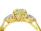 Yellow gold Fancy Yellow Cushion Cut Diamond Three-Stone Ring with Pear Side Stones and Four-Prong Setting_88