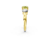 Yellow gold Fancy Yellow Cushion Cut Diamond Three-Stone Ring with Prong Setting and Classic Band_124