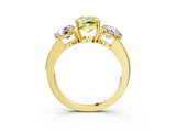 Yellow gold Fancy Yellow Cushion Cut Diamond Three-Stone Ring with Prong Setting and Classic Band_125