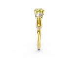 Yellow gold Fancy Yellow Cushion Cut Diamond Three-Stone Ring with Prong Setting and Pavé Band_2