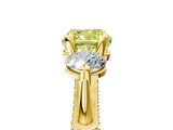 Yellow gold Fancy Yellow Cushion Cut Diamond Three-Stone Ring with Prong Setting and Pavé Band_5
