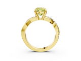 Yellow gold Fancy Yellow Cushion  Cut Diamond Twist Band Solitaire with Prong Setting_27