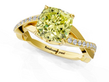 Yellow gold Fancy Yellow Cushion  Cut Diamond Twisted Band Engagement Ring with Prong Setting_4